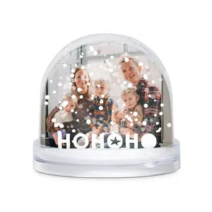 Grande personalizado Xmas Snow Globe Photo Frame Sublimação Glitter Água Neve Bola Plástico Dome Frame para Presentes
