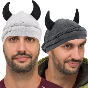 Moda Halloween Dress up Party Hat Hip Hop Skull Caps Devil Horn Turban Satin Lined Bonnet para Mujeres Hombres - Product Image 2