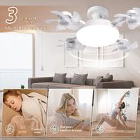 Ventilateur de plafond LED moderne E27 à changement de couleur, ABS, 5 pales, télécommande, 3 vitesses, AC 85-265V pour les pièces