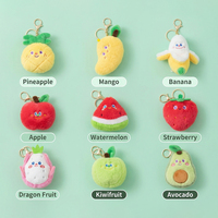 Porte-clés en peluche doux et mignon de 8 cm, motif fruits de dessin animé (banane, mangue), pour sacs et enfants