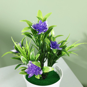 Pot artificiel vert en pot Faux plantes à fleurs 5 petits Lotus vert Simulation bonsaï bureau mariage décoration de la maison - Product Image 5