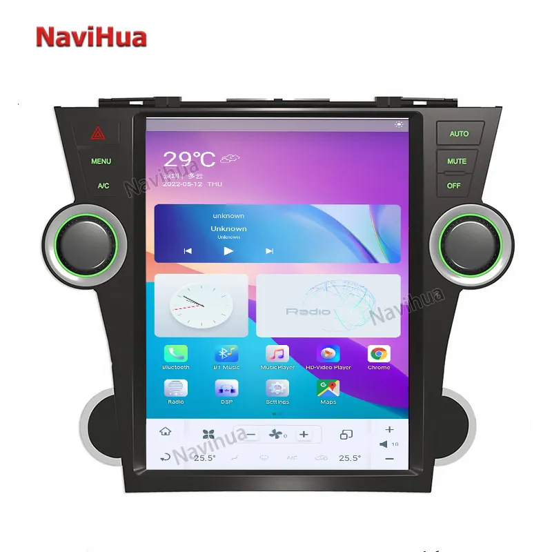 Автомагнитола Navihua с сенсорным экраном, автомагнитола на Android, автомобильный DVD-плеер с GPS-навигацией для Toyota Highlander 2012 в стиле Тесла