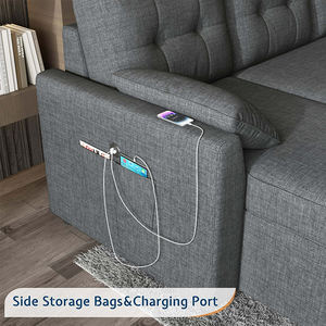 Petit Canapé-<span class=keywords><strong>Lit</strong></span> d'Angle Moderne Convertible en Tissu Avec Rangement pour Salon - Product Image 4