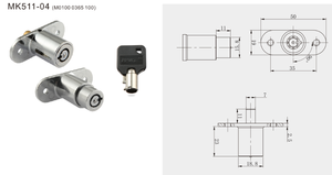 Serrure à came tubulaire à poussoir en alliage de zinc de haute qualité MK511-04 pour meubles, armoires de bureau, portes et tiroirs - Product Image 2
