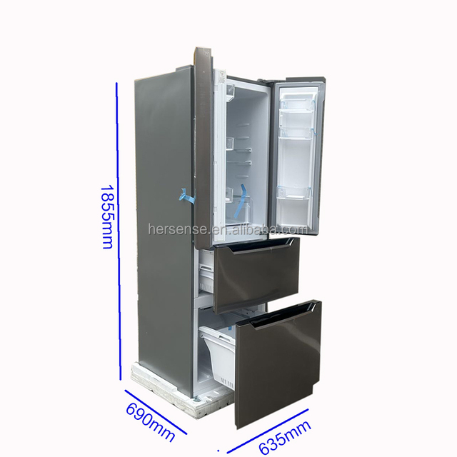 2024 New Large Capacity Refrigerator 325L 4 Door Fresh Fast Freeze Area Silver Smart Home Use 220V/110V