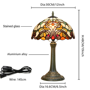 <span class=keywords><strong>Tiffany</strong></span> <span class=keywords><strong>Lampe</strong></span> De Table Vitrail <span class=keywords><strong>Lampe</strong></span> De Chevet Rétro baroque Bureau Liseuse Décor Chambre Salon Bureau À Domicile - Product Image 2