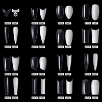 500 pièces/sac faux ongles 35 ongles différents couleurs naturelles et transparentes cercueil Stiletto couverture complète presse sur ongles conseils