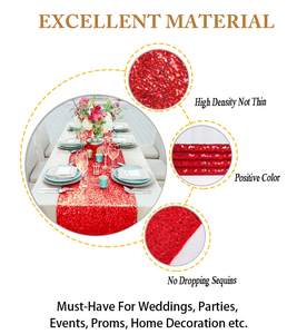 Drapeau de table de banquet de mariage de noël nappe ronde nordique rouge or pailleté pour la fête de vacances - Product Image 4