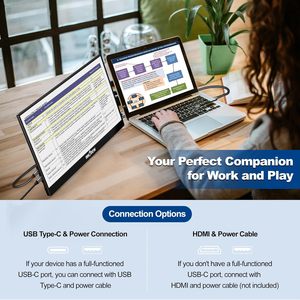 Moniteur externe portable 15,6 pouces 1920x1080, sans pilote, plug-and-play, large compatibilité <span class=keywords><strong>OS</strong></span> pour les systèmes Windows et <span class=keywords><strong>Mac</strong></span>, ordinateurs portables - Product Image 5