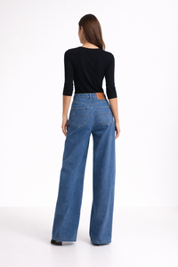 Pantalones Vaqueros de Cintura Alta y Pierna Ancha SHENGFU, Diseño Personalizado OEM/ODM, Patrón Jacquard, Corte Holgado, Largos, para Mujer - Product Image 2