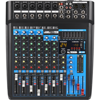Mixer Audio Analog Profesional GM8 8 Kanal dengan 24 Efek DSP, EQ Stereo 7-Band, Perekaman USB, dan Phantom Power 48V