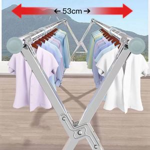 Double Pole X Type Outdoor Folding Clothes Drying Rack Hanger Indoor Steel Clothes Bedroom Display Rack - Product Image 5