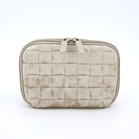 Pochette de maquillage portable en velours de coton écologique vintage avec logo personnalisé, fermeture éclair, pour la promotion, étui de toilette