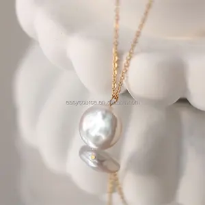 RE4997 baru air tawar alami mutiara kalung choker emas perhiasan pernikahan mode hadiah wanita