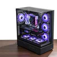 Lan Pro Multi Sided Quick Release Design MicroATX Mid Tower Steel PC Case Glass Side Panel Audio Front Ports New Gaming Computer