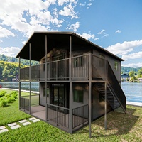 Maison conteneur d'expédition préfabriquée moderne de 20 pieds, deux étages, entièrement meublée, panneau sandwich plat pour bureau, école, centre commercial