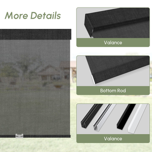 Stores à enroulement semi-transparents à commande manuelle intégrée, filtrant la lumière, <span class=keywords><strong>protection</strong></span> <span class=keywords><strong>solaire</strong></span> et intimité pour la maison, en polyester - Product Image 2