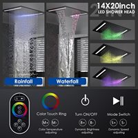 Système de douche double Homedec, 4 poignées, laiton et acier inoxydable, pommeau de douche LED 14x20 pouces, ensemble de robinetterie de douche pluie/cascade 6 pouces