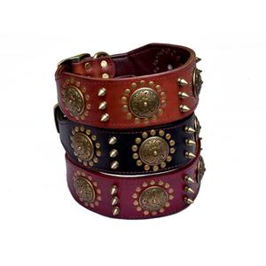 <span class=keywords><strong>Collar</strong></span> de piel Natural con pinchos para perros grandes, accesorio duradero con remaches - Product Image 1
