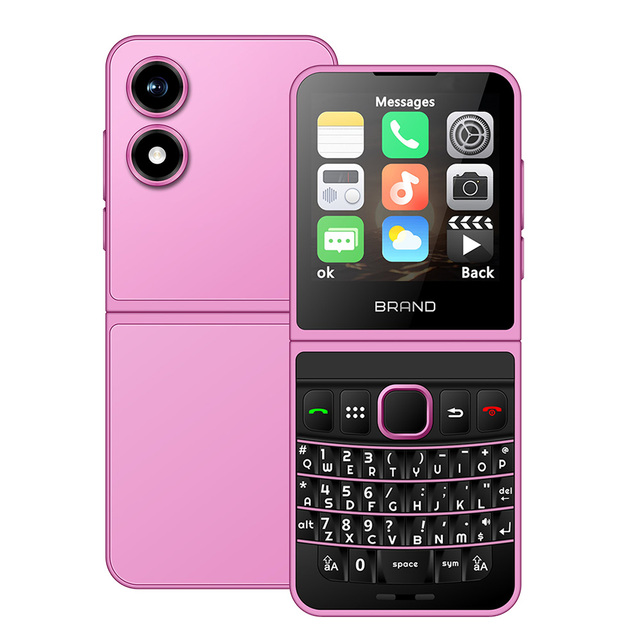 4G Foldable Phone with Patented U-Hinge 0.3MP/2MP Camera 1000mAh, Unisoc T107 Qwerty Keypad Feature Smartphone Pocket2