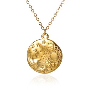 Collier plaqué or 18 carats avec pendentif totem géométrique soleil lune nouveau collier de style punk pour hommes femmes soulagement de la personnalité - Product Image 2