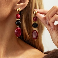 Boucles d'oreilles pendantes tendance multicolores en résine irrégulière pour femmes, breloques, accessoires de mode, bijoux cadeau