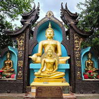 Statue de bouddha thaïlandais géant en laiton doré personnalisé pour le temple de la Thaïlande