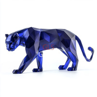 Figurine d'animal en cristal émaillé sculpté à la main léopard en cristal pour la décoration de la maison