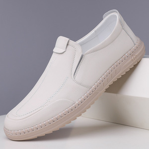 Mocasines de Cuero Genuino para Hombre, Punta Redonda, Suela de Goma, Transpirables, para Todas las Temporadas, Zapatos Casuales - Product Image 4