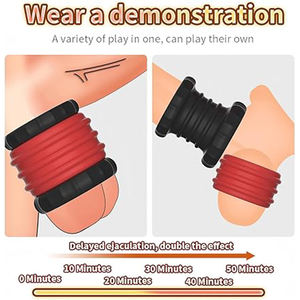 Набор силиконовых колец для пениса с 2 различными кольцами для пениса секс-игрушки кольцо для увеличения эрекции и долговечности, Мужская секс-игрушка - Product Image 4