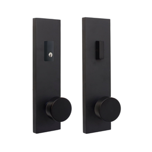 Oferta Especial: Juego de Manija de Puerta de Entrada de Aleación de Zinc Negro Mate con Perilla, Moderno y Seguro para Exteriores - Product Image 1
