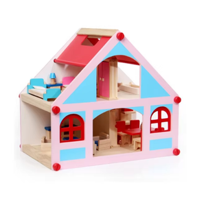 บ้านของเล่นไม้สำหรับเด็กบ้านตุ๊กตา<span class=keywords><strong>สอง</strong></span><span class=keywords><strong>ชั้น</strong></span>แบบ DIY บ้านตุ๊กตาวิลล่าขนาดเล็กพร้อมชุดเฟอร์นิเจอร์ขนาดเล็ก - Product Image 3