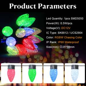 C9 RGBW <strong>LED</strong> Christmas Lights Bulbs DC12V SK6812 IP68 Waterproof Color Changing Commercial Grade Outdoor String Lights - Product Image 6
