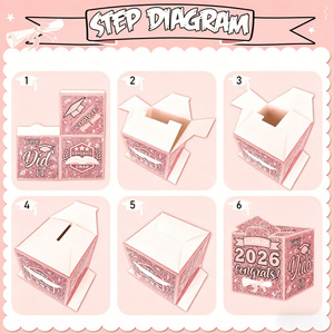 Venta al por mayor de fábrica: Caja para tarjetas de graduación 2026, rosa con purpurina, para fiesta de graduación, soporte para tarjetas, urna de votación, decoración de almacenamiento. - Product Image 5