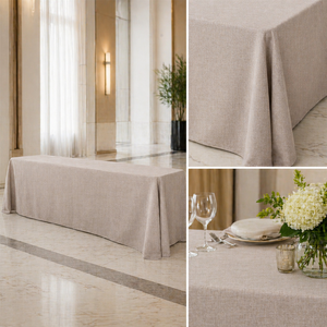 Faux Linen Rectangular <b>Tablecloth</b> Woven Polyester Wrinkle Resistant <b>For</b> Hotel Banquet Rental Bulk Wholesale - Product Image 1