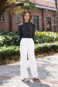 Camicetta <span class=keywords><strong>elegante</strong></span> e confortevole da <span class=keywords><strong>donna</strong></span> camicia da <span class=keywords><strong>donna</strong></span> in seta di gelso traspirante con colletto rialzato stile Casual intrecciata per la primavera estate - Product Image 5