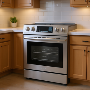 Cuisinière électrique encastrable 30 pouces en acier inoxydable, 4 brûleurs, commande par bouton, avec tiroir de rangement - Product Image 2