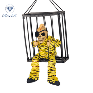 Gào thét treo Halloween cảm biến chuyển động Bộ Xương lồng Tù Nhân sáng lên đôi mắt ma ám trang trí ngôi nhà - Product Image 6