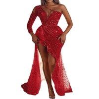 Robe de soirée mi-longue tissée à sequins scintillants pour femme, sexy, sans manches, respirante, écologique, motif floral, collection Printemps-Automne, idéale pour les soirées en boîte de nuit et les bals de promo