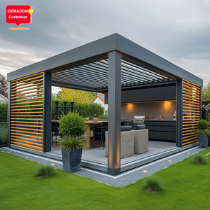 Pérgola Bioclimática Retráctil con Techo Motorizado Impermeable de Aluminio para Jardín Exterior de 6x4 6x5 6x6m con Rejillas - Product Image 1