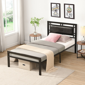 Marco de cama de metal de tamaño doble de estilo moderno DB, sistema resistente para comodidad, muebles negros para el hogar para dormitorios, también disponible en Queen Si - Product Image 1