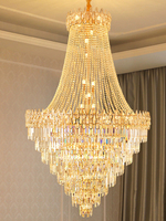 Lustres de plafond longs et grands en or sur mesure pour hôtel, luminaires suspendus de luxe, éclairage LED pour escalier, lustre moderne en cristal