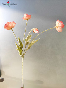 QSLHC806 Bán Buôn Silk <span class=keywords><strong>Poppy</strong></span> 4 Người Đứng Đầu Nhân Tạo Hoa Thân Dài - Product Image 6