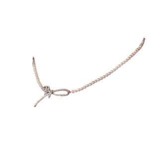 Natural 4.5-5mm Freshwater <b>Pearl</b> <b>Necklace</b> S925 Pure <b>Silver</b> with White Rose Ribbon Design Almost Flawless - Product Image 5