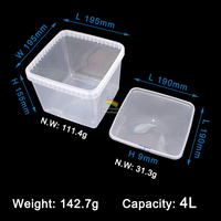 Seau en plastique de 1L, 2,5L, 4L, de qualité alimentaire, transparent, carré, pour emballage de biscuits, boîtes personnalisées IML, seaux pour confiture, bacs en plastique PP pour crème glacée