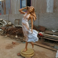 Sculpture de femme grandeur nature en laiton, résistante à l'eau, pour intérieur et extérieur, dansante au vent, pour villa méditerranéenne