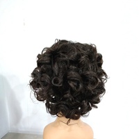 Perruque Courte Bouclée Ondulée en Cheveux Humains Remy, Faite à la Main, Style Célébrité, Tendance Féminine