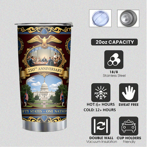 Gobelet en acier inoxydable personnalisé de 20 oz pour le <span class=keywords><strong>250e</strong></span> anniversaire des États-Unis avec paille, en stock dans l'entrepôt américain, livraison gratuite - Product Image 5