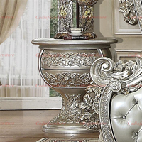Ensemble de chambre à coucher de luxe de style italien en bois massif argenté sculpté à la main, lit king size, meubles de chambre à coucher pour mariage