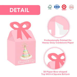 Bolsas de Regalo para Fiesta de Cumpleaños Xieli, Caja de Regalo de Cartón con Lazo Rosa para Niños, Dulces para Baby Shower - Product Image 4